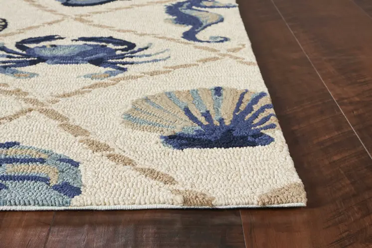5' X 8' Sand Abstract Indoor Outdoor Area Rug