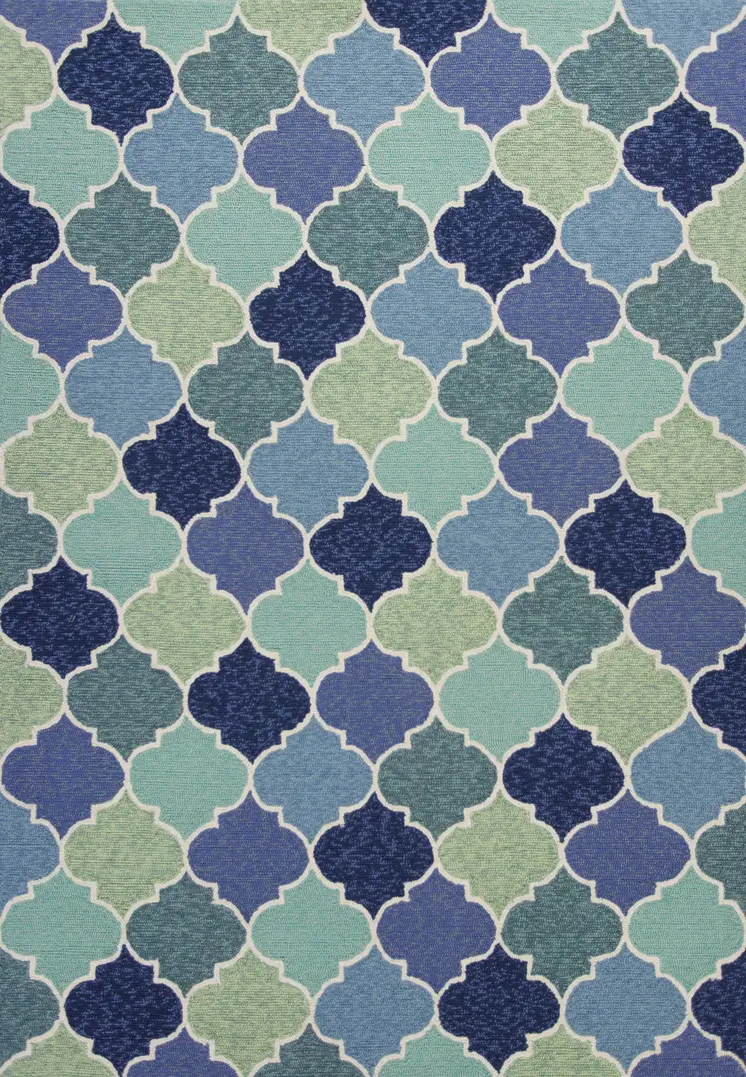 5' X 8' Blue Moroccan Indoor Outdoor Area Rug