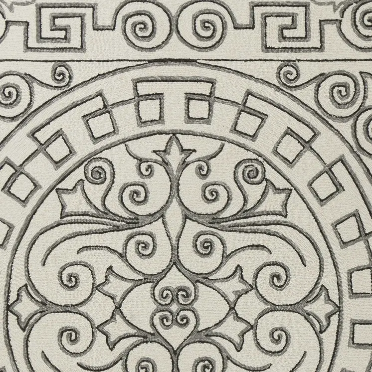5' X 8' Gray And Ivory Damask Indoor Outdoor Area Rug