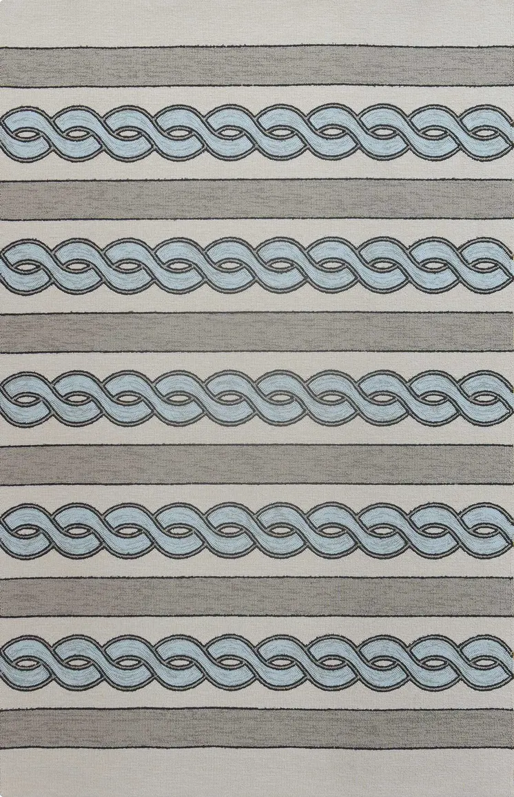 5' X 7' Ivory And Blue Abstract Handmade Indoor Outdoor Area Rug