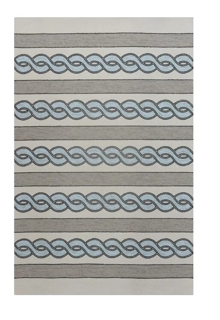5' X 7' Ivory And Blue Abstract Handmade Indoor Outdoor Area Rug