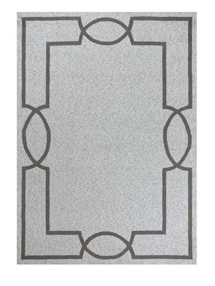 5' X 7' Ivory And Brown Geometric Handmade Indoor Outdoor Area Rug