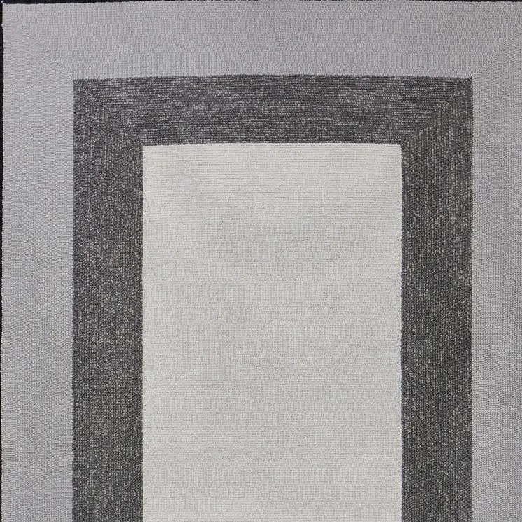 5' X 7' Ivory Charcoal and Taupe Geometric Hand Hooked Area Rug