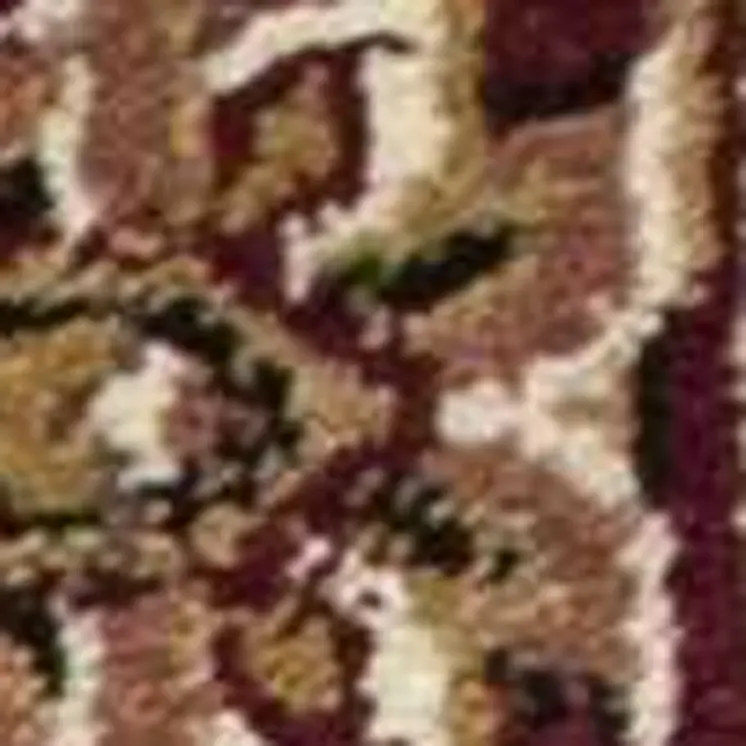 7' Red And Beige Floral Medallion Octagon Rug