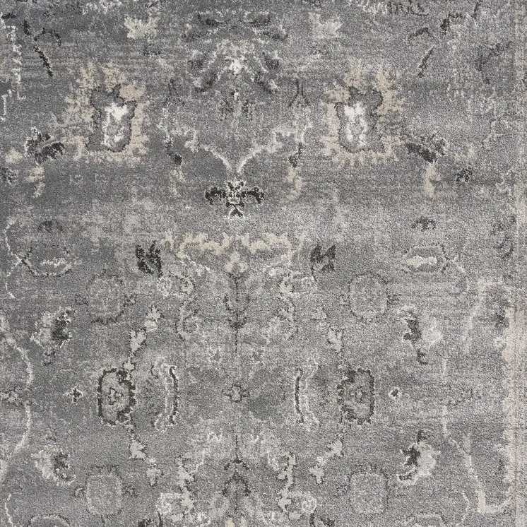 5' X 8' Gray And Light Gray Floral Area Rug
