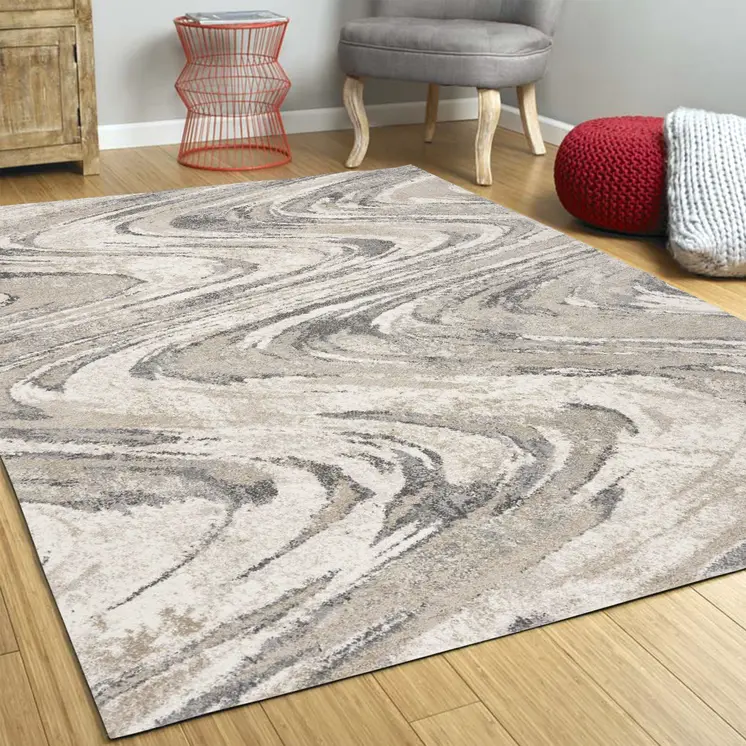 5' X 8' Gray And Tan Abstract Area Rug