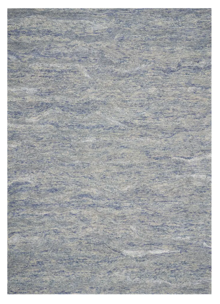 5' X 7' Blue And Tan Abstract Hand Tufted Area Rug