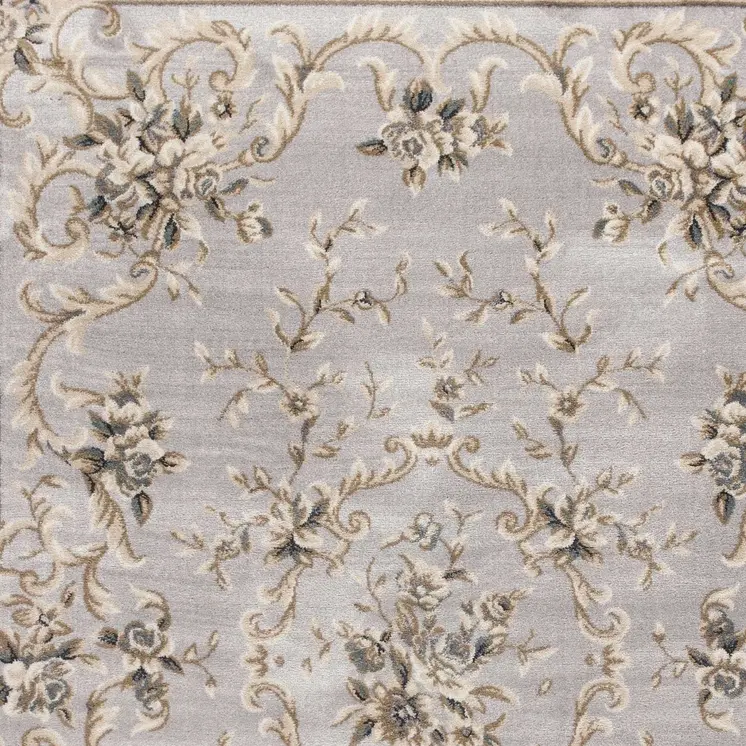 8' X 10' Light Grey Floral Indoor Area Rug