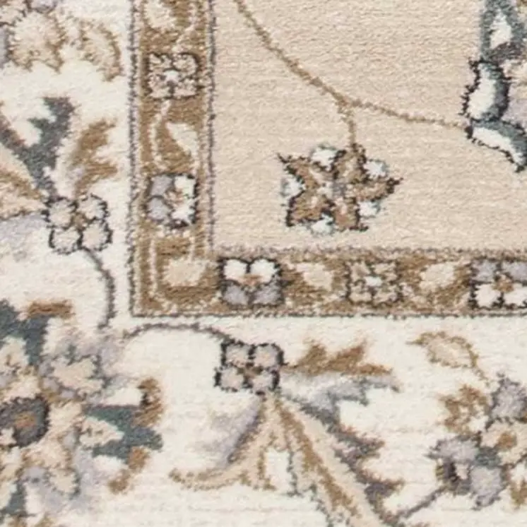 8' X 10' Beige Or Ivory Floral Vine Bordered Indoor Area Rug