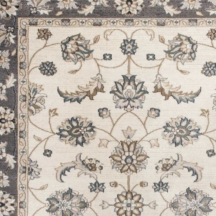 8' X 10' Ivory And Gray Floral Area Rug