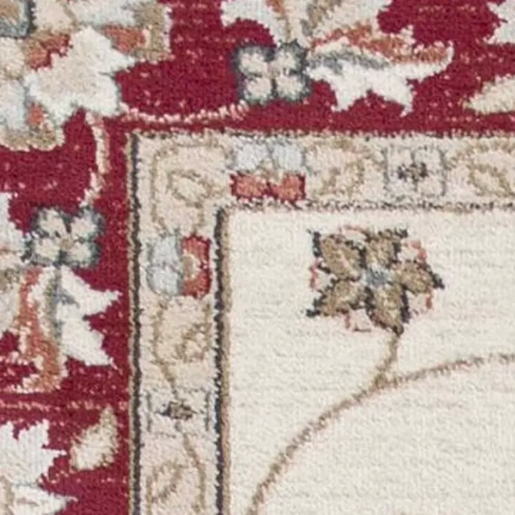 8' X 10' Ivory Or Red Floral Vine Bordered Indoor Area Rug