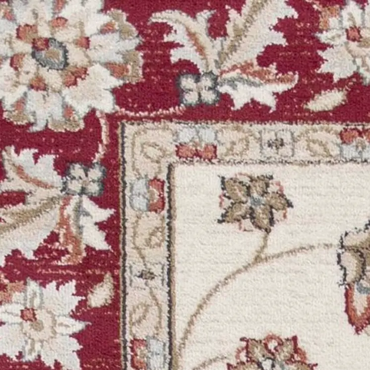 8' X 10' Ivory Or Red Floral Vine Bordered Indoor Area Rug