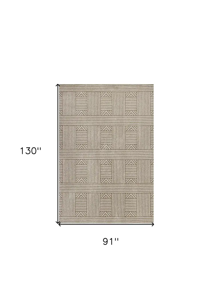 8' X 11' Beige Southwestern Indoor Outdoor Area Rug
