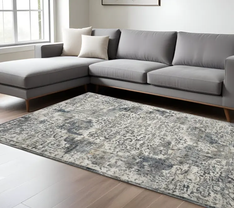 5' X 8' Ivory Medallion Area Rug
