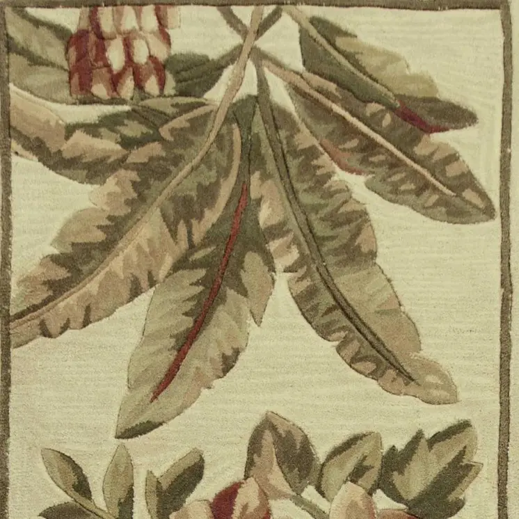 10' Ivory Hand Tufted Tropical Indoor Runner Rug