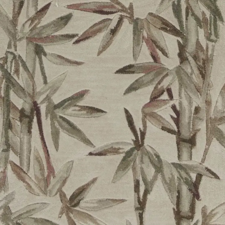 2' X 10' Ivory Bamboo Leaves Wool Indoor Runner Rug