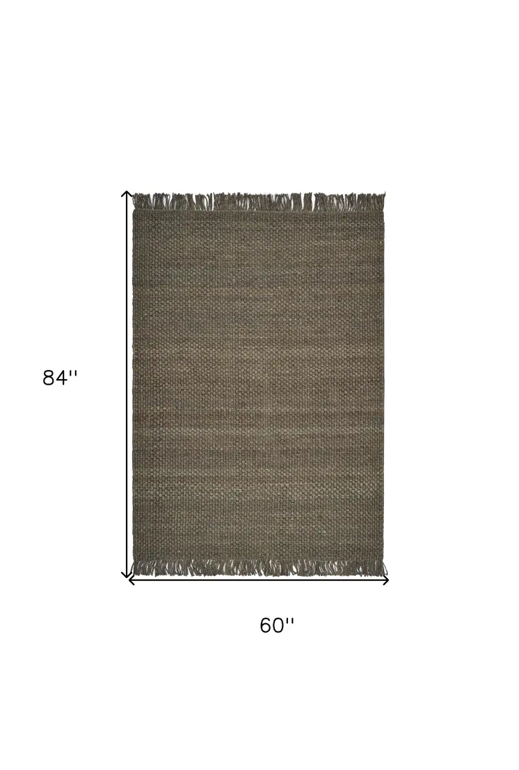 5' X 7' Slate Brown Hand Woven Area Rug
