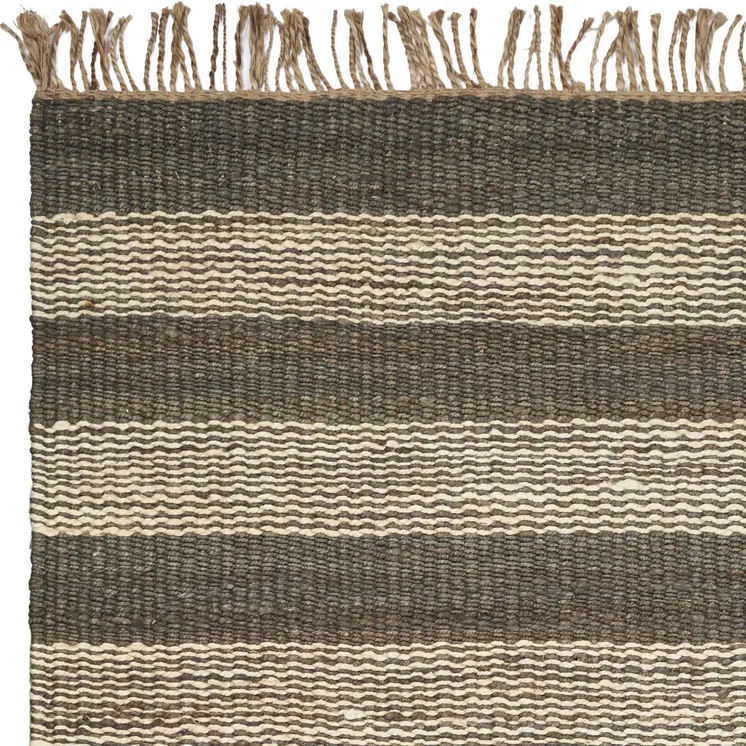 5' X 7' Brown and Beige Striped Hand Woven Area Rug