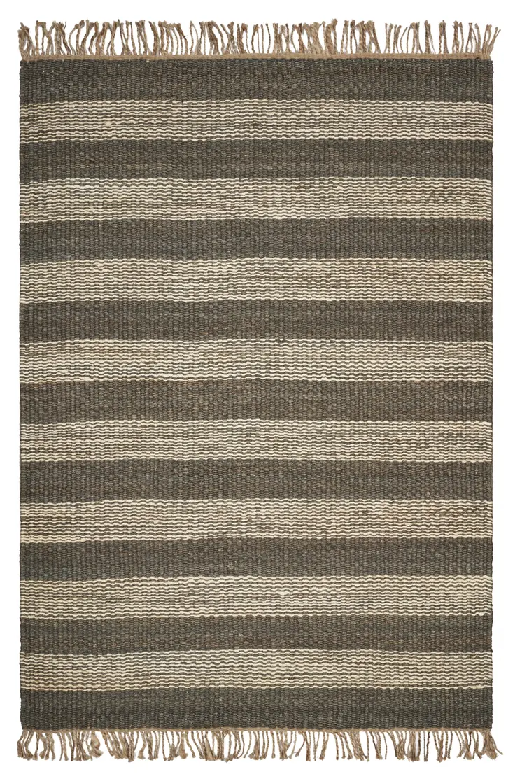 5' X 7' Brown and Beige Striped Hand Woven Area Rug