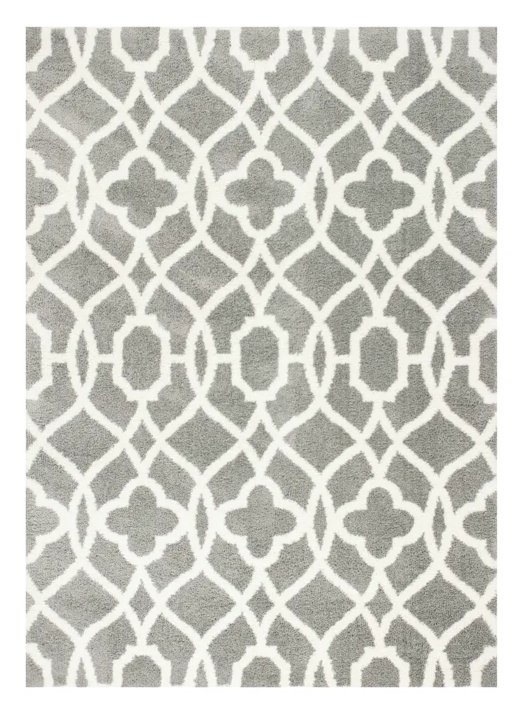 5' X 8' Gray And Ivory Ogee Area Rug