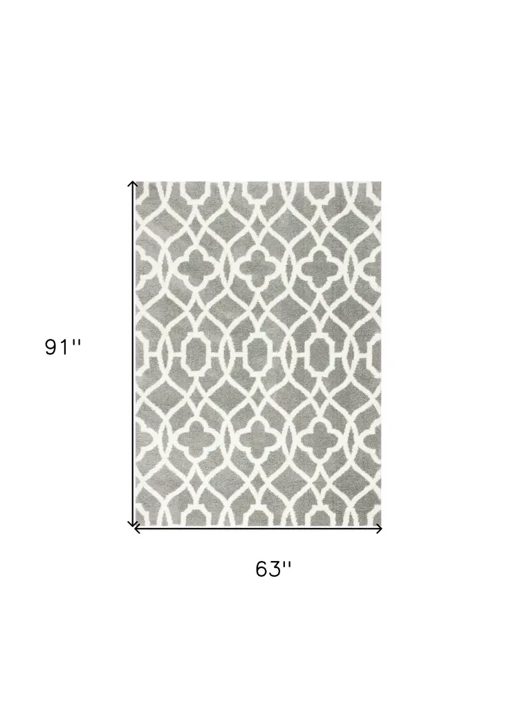 5' X 8' Gray And Ivory Ogee Area Rug