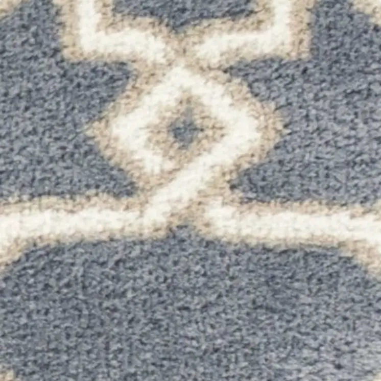 5' X 8' Slate Blue And Ivory Geometric Area Rug