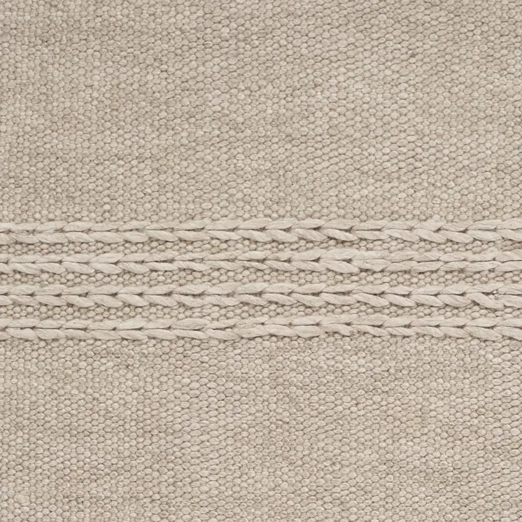 5' X 8' Beige Wool Hand Woven Area Rug With Fringe