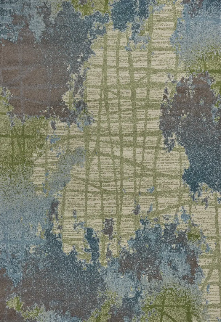 6' X 9' Blue And Green Abstract Area Rug