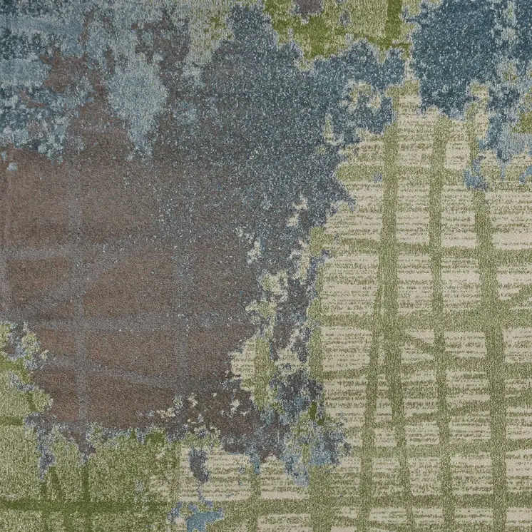 6' X 9' Blue And Green Abstract Area Rug