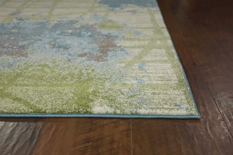 6' X 9' Blue And Green Abstract Area Rug