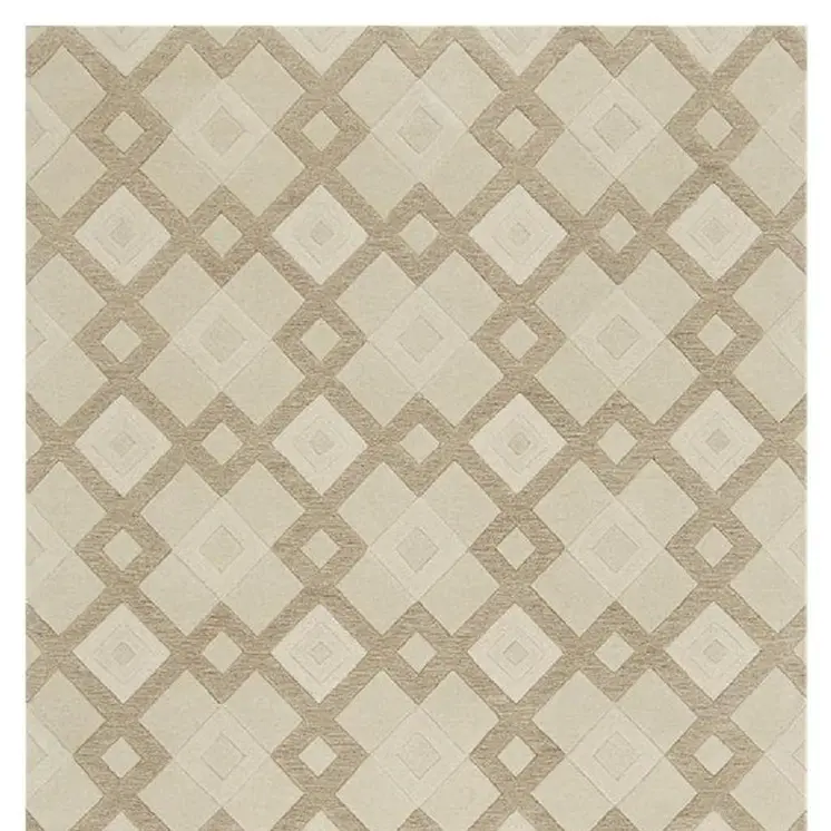 5' X 8' Ivory And Brown Wool Geometric Hand Tufted Area Rug