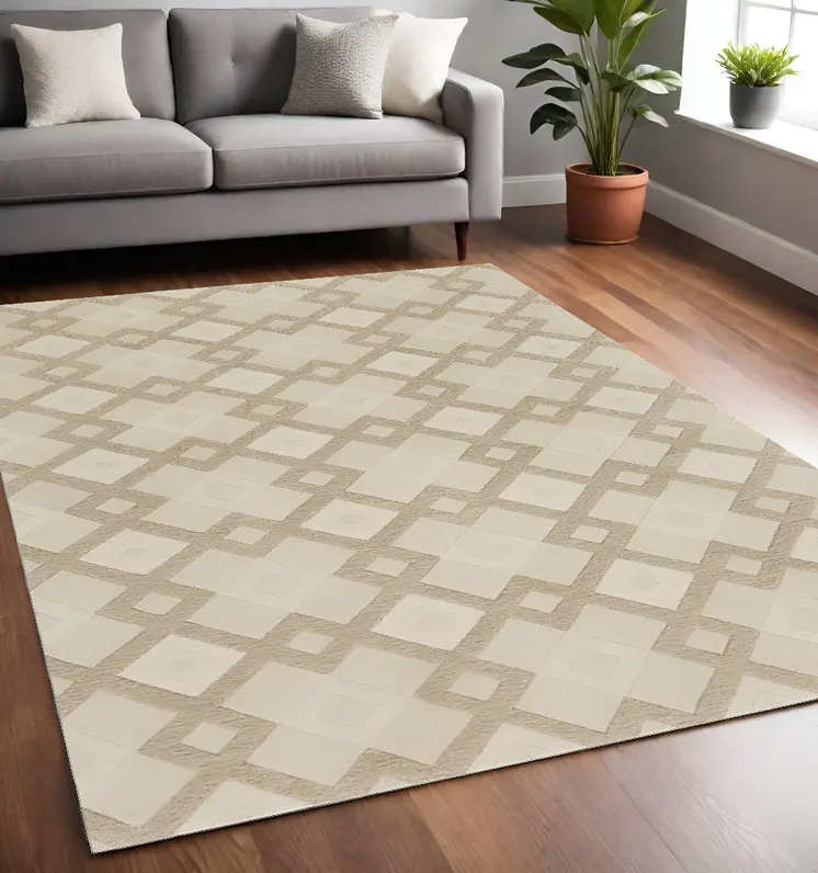 5' X 8'  Wool Ivory  Area Rug
