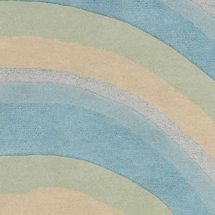 5' X 8' Blue Beige And Green Wool Abstract Hand Tufted Area Rug