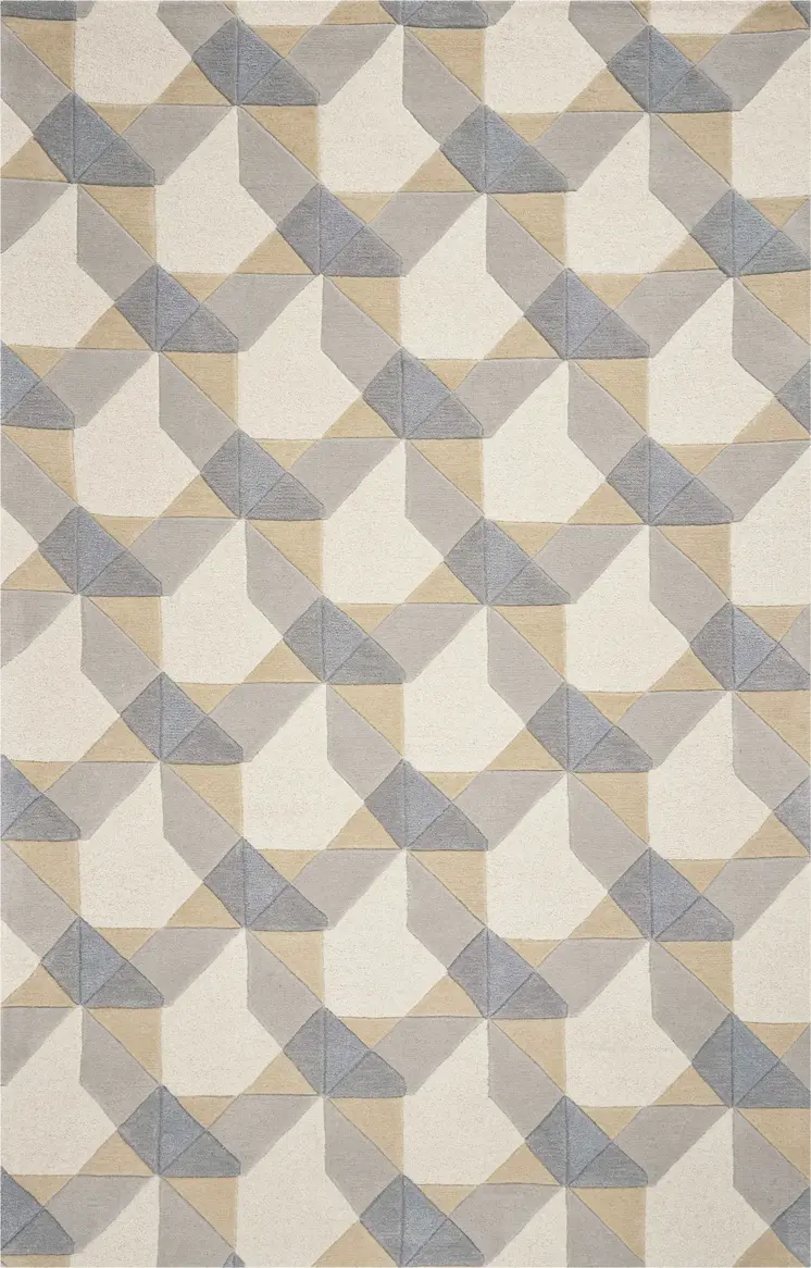 5' X 8'  Wool Ivory Or Grey Area Rug