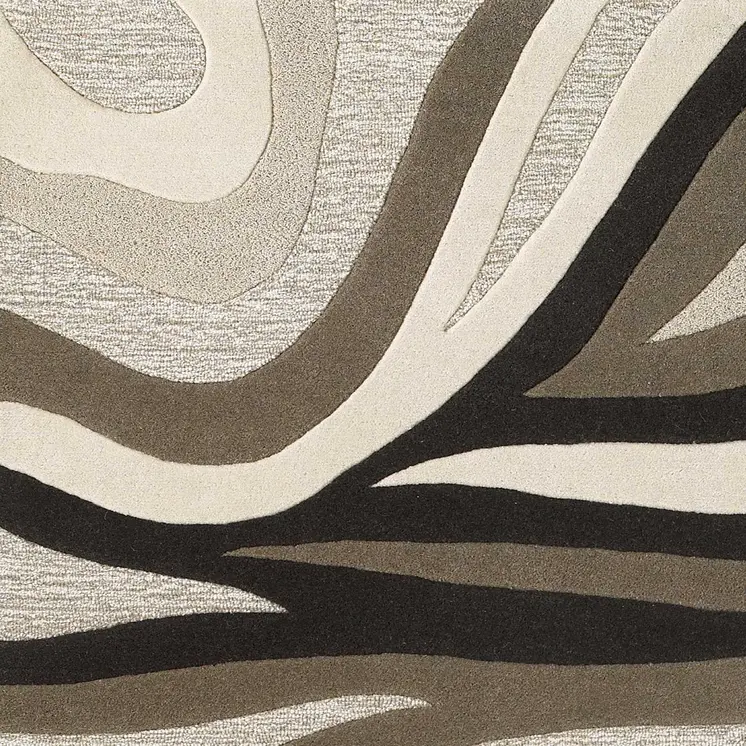 5' X 8' Beige Gray And Black Wool Abstract Hand Tufted Area Rug