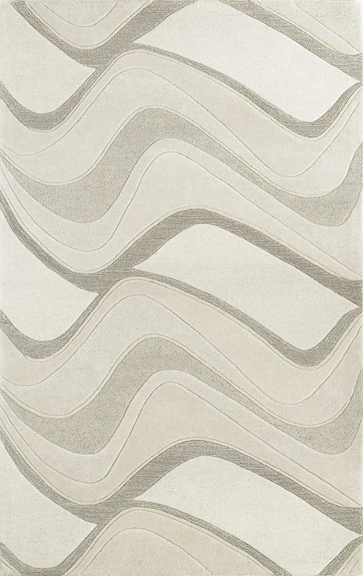 5' X 8' Ivory And Gray Wool Abstract Hand Tufted Area Rug