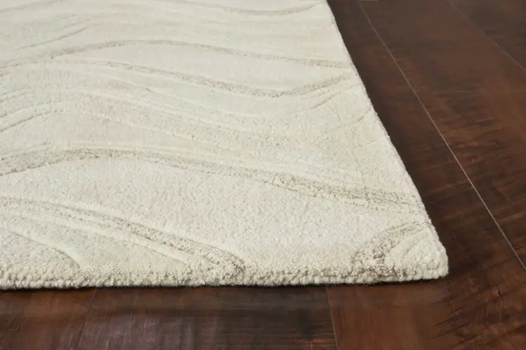 5' X 8' Ivory And Gray Wool Abstract Hand Tufted Area Rug