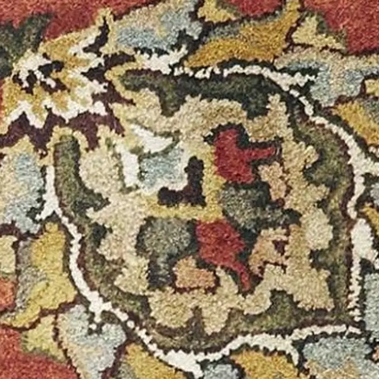 5' X 8' Sienna Gold And Green New Zealand Lambs Wool Floral Vines Hand Tufted Area Rug