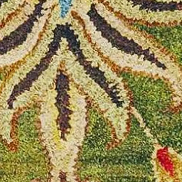 5' X 8' Green and Red Wool Floral Vines Hand Tufted Area Rug