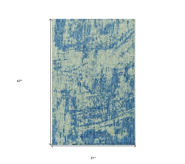 3' X 4' Blue Abstract Area Rug
