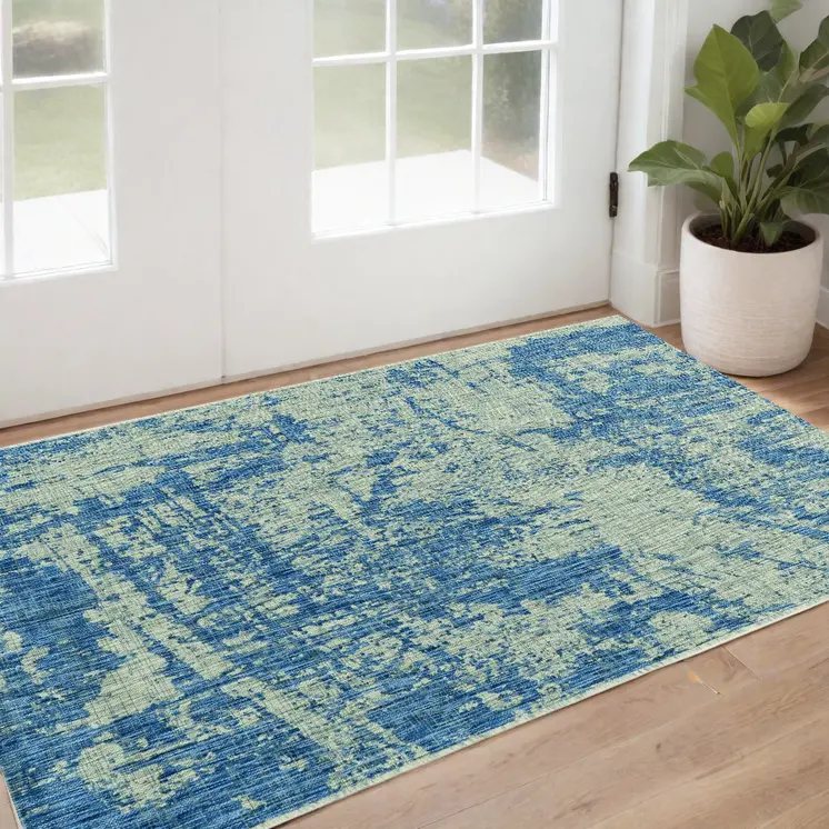 3' X 4' Blue Abstract Area Rug