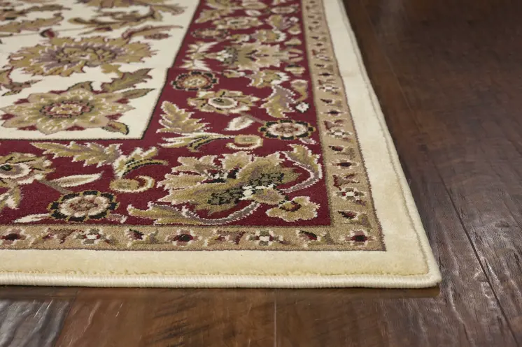 2' X 3' Red And Ivory Area Rug