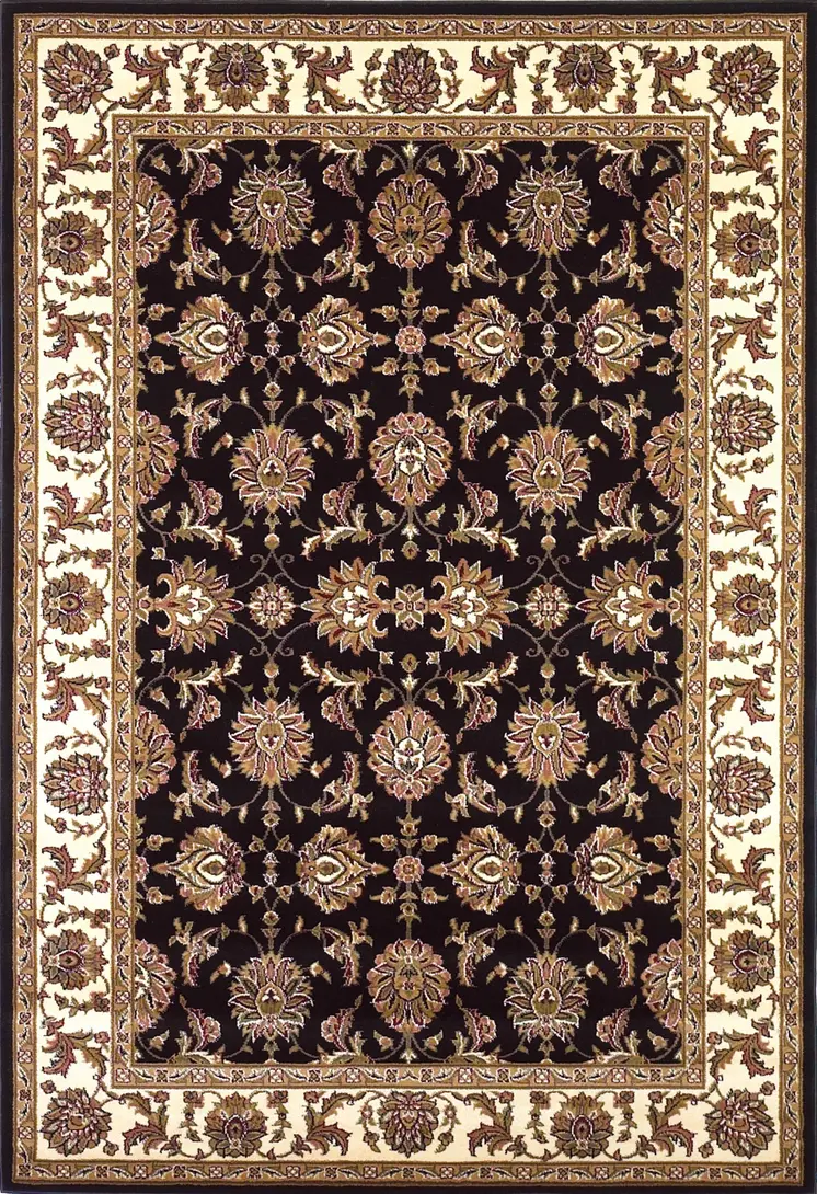 2' X 3' Black And Ivory Floral Area Rug