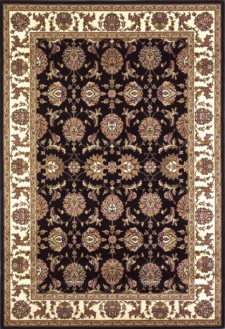 2' X 3' Black And Ivory Floral Area Rug
