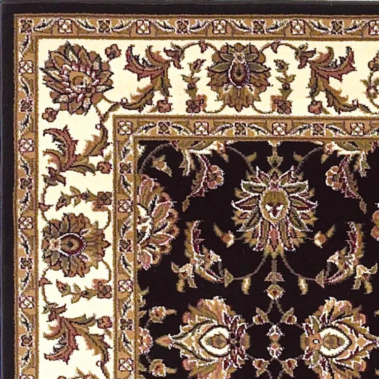 2' X 3' Black And Ivory Floral Area Rug