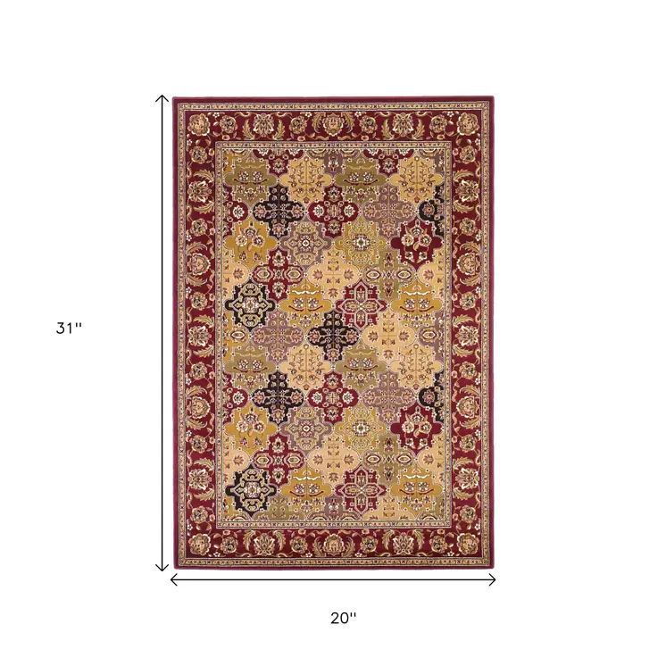 2' X 3' Red Orange And Black Quatrefoil Area Rug