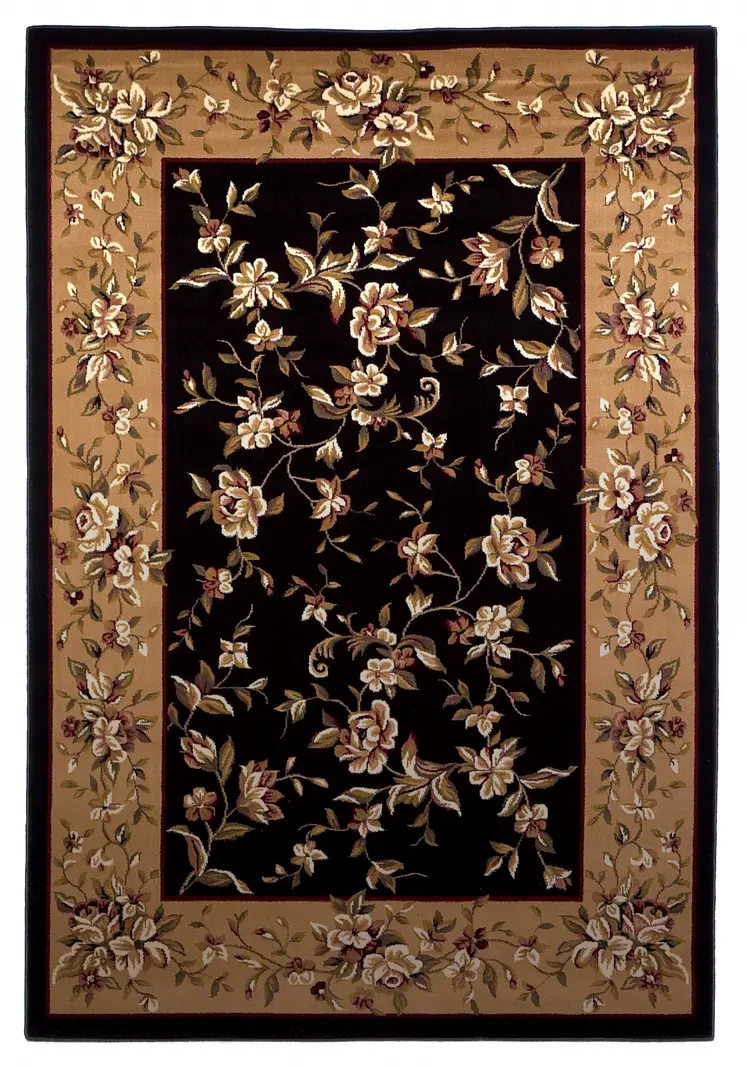 2' X 3' Beige And Black Area Rug