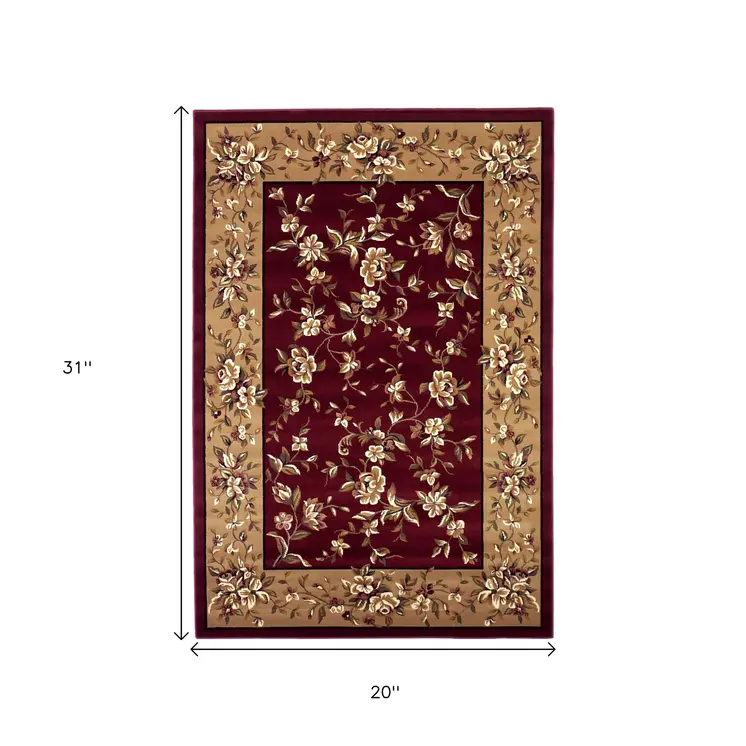 2' X 3' Red and Beige Area Rug