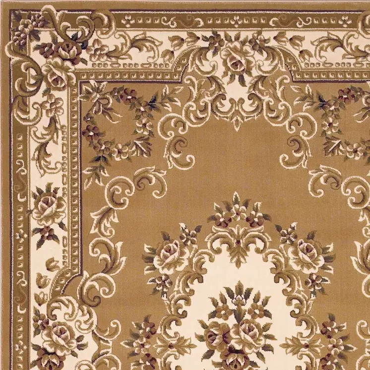 2' X 3' Beige And Ivory Floral Medallion Area Rug