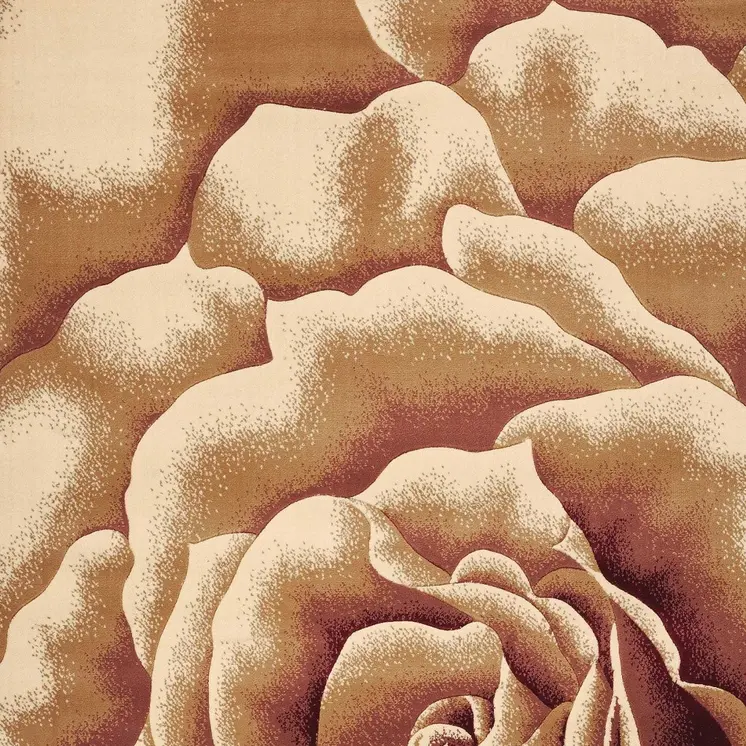 2' X 3' Ivory Machine Woven Hand Carved Oversized Floral Indoor Accent Rug